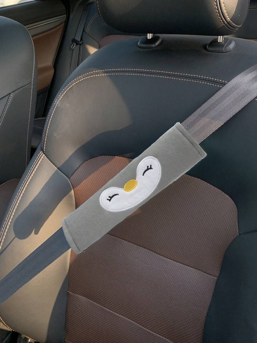 1 cái bọc vai ghế xe hơi hình chim cánh cụt hoạt hình màu xám - A - Xem 1