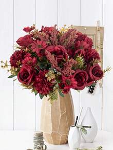 1/3 Stück künstliche Blumen Fake Rosen Bouquet Seide Gänseblümchen Löwenzahn Großpackung für Hochzeit, Heim-Party Dekoration, Tisch-Mittelstücke, Valentinstag, Geschenke, Geburtstag, Abschluss - Rot - Übersicht 4