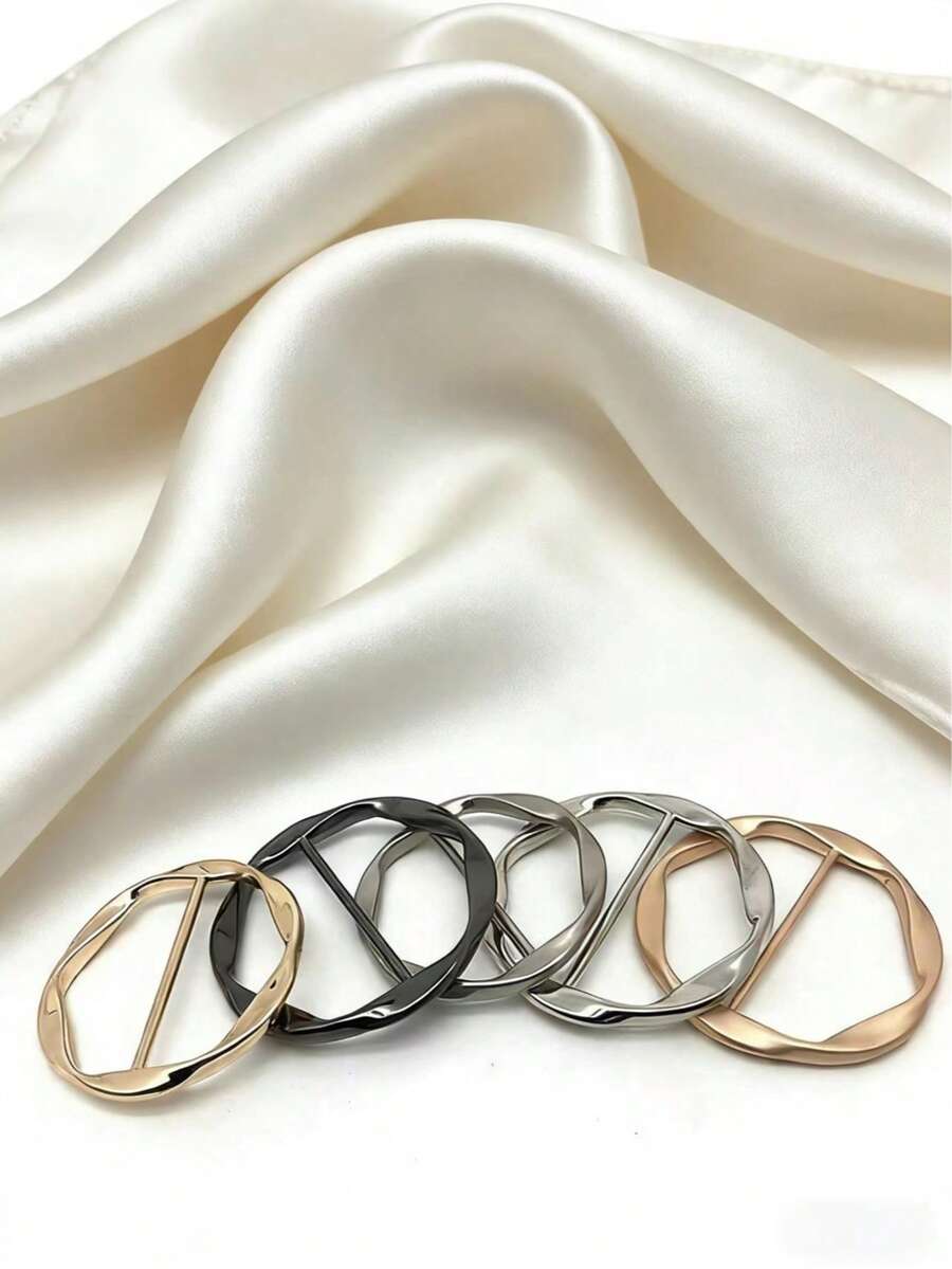 5pcs Women's Scarf Rings, Circular Shirt Clips, Metal Round Scarf Clips, Scarf Buckles, Shirt Tie Clips, Dress Decorative Jewelry Accessories Gift Set