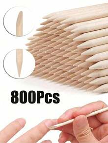 100/500/300/100/10pcs Orange Nail Sticks, Double-Sided Multifunctional Wooden Nail Pusher, Manicure & Pedicure Tool, Cuticle Remover Or Facial Waxing Stick - Ginger - View 12