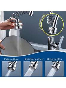 Retractable Kitchen Faucet Sprayer, 3-Mode Flexible Sink Sprayer Head With Spring Hose, Universal Water Saving Faucet Extender For Bathroom & Kitchen - Silver - View 10