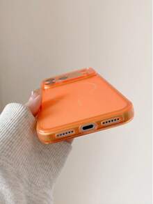 1pc Classic Minimalist Orange Translucent Perforated Camera Soft Phone Case, Compatible With Apple 17, AIR, 17PRO, 17PROMAX, 16promax, 14/13, 12, 11 Pro Max And Other Models, Anti-Drop, Can Be Used As Birthday Gift, Girlfriend, Boyfriend Or Self-Use - Orange - View 4