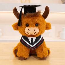 1 pieza Gorro de doctor de estilo de dibujos animados con muñeco de peluche de vaca de las tierras altas, muñeco de peluche suave, regalo de graduación para estudiantes, niños, universidad, escuela secundaria, jardín de infantes, unisex - Multicolor - Ver 13