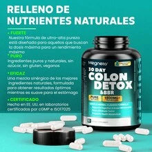 MEGNETA 30 Días de COLON DETOX - Apoyo Intestinal y Colónico, Fórmula Premium de Fibra con Sena, Rhamno y Cascara de Plantago - 60 Cápsulas por Envase - Una botella - Ver 3