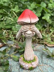 1个趣味树脂蘑菇工艺装饰品，适用于花园、庭院、家居装饰，创意十足 - A - 查看 9