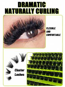 200pcs/160pcs/120pcs/100pcs D-Curl Fluffy DIY False Eyelash Clusters, 200D/160D/100D/80D Cluster Lashes, 0.07mm D-Curl 8-16mm Mixed Natural Eyelash Extension, Super Dense Growth Cluster Lashes, Curled Individual Lashes, Fluffy Soft Independent Lash Clusters, Large Capacity Affordable, 3D Mink False Eyelashes - D - View 6
