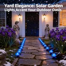 30Pcs Solar LED Pathway Lights Outdoor, 32Ft/10M,8 Modes, Solar Garden Lights Waterproof, Multi Color Landscape Stake Lights, In-Ground Yard Lawn Walkway Lights For Patio Backyard Camping Party Garden Decor - blått ljus - Visa 3
