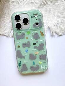 Cute Cartoon Cat Green Jelly Phone Case Compatible With IPhone 17 Pro Max, 17 Pro, 16 Pro Max, 14, 15 Pro, 13, 12 Pro, 14 Plus, 17 Air, 11, Soft Protective Cover - Green - View 6