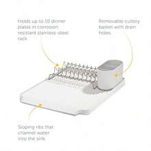-  Dish Draining Rack - Kitchen Sinkside Drainer - Holds Up To 10 Plates - Removable Cutlery Basket - Stainless Steel Rack - Made In Britain Stone Large - Stone - View 4