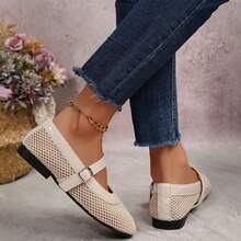 Shoes For Women Ladies Flats Mesh Summer Ballet Buckle Strap Ballerina Ultra Soft Breathable Comfy Office Dressy Spring Summer Outdoor Walking Loafers - Màu be - Xem 8