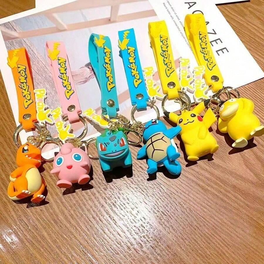 6 móc khóa hình nhân vật hoạt hình 3D - Phụ kiện móc khóa túi hình nhân vật anime dễ thương - Nhiều màu - Xem 1