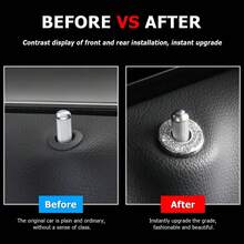4pcs Shiny Car Door Lock Cover, Rhinestone Pull Rod Bolt Decorative Sticker, Shiny Car Accessories For Women, Compatible With A/B/C/D/E Class Door & Window Lock Modification - Menti - View 6
