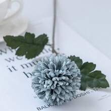 1/5/12pcs Artificial Chrysanthemum Flower Balls, Embroidered Flowers, Wedding Decor, Home Vase Decor, Restaurant/Living Room/Bedroom Floral Arrangement, Bridal Bouquet, Wrist Corsage, Boutonniere, Birthday Party Decor, Valentine's Day/New Year Gift, Autumn Decoration - Dusty Blue - View 6