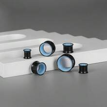 2 chiếc khuyên tai dạng ống hình sừng bằng thép không gỉ hai màu phát sáng trong bóng tối, trang sức xỏ khuyên cơ thể không gây dị ứng, trang sức thiết kế phong cách Cyberpunk. - tròn - Xem 5