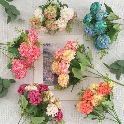 Bộ 3 bó hoa cẩm tú cầu giả, cành cẩm tú cầu bằng lụa nhân tạo với những bông hoa nở rộ, thích hợp trang trí bàn tiệc cưới, tiệc cô dâu, tiệc mừng em bé, trang trí nhà cửa, văn phòng, tiệc tùng, trang trí bàn theo phong cách nông trại.