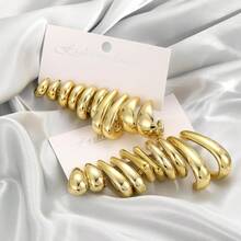 10 Pairs Chunky Gold Earrings Women, Statement Hoops Earring Multipack, Gold Chunky Hoop Earrings Jewelry - C15Pairs Gold - View 10