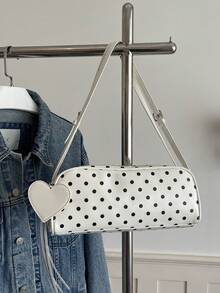 Bolso de hombro para mujer, bolso de axila con estampado de lunares de moda, bolso de mano versátil de estilo callejero - Multicolor - Ver 7