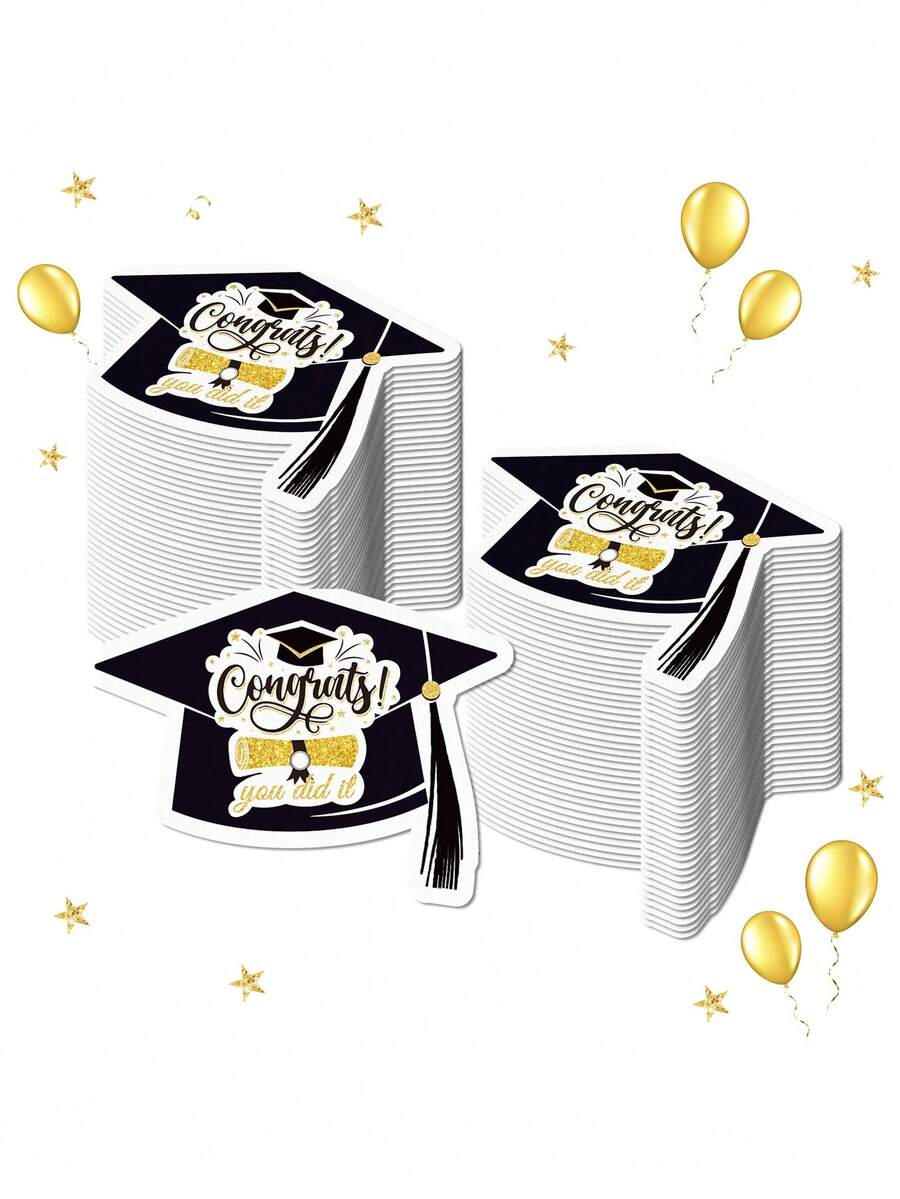 10pcs Graduation Cap Tissue Paper, Alien Tissue Paper For Graduation Party, Cartoon Graduation Cap Tissue Paper - Multicolor - View 1