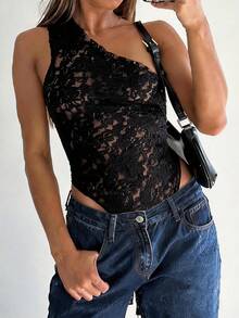 女士极简运动休闲连体裤，黑色 - 黑色 - 查看 1