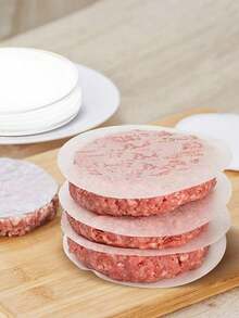 100 piezas/paquete Papel separador de hamburguesas de 13 cm/15 cm/11,5 cm, papel de congelador recubierto de silicona antiadherente por ambos lados - Ver 2