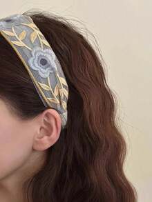 1/3 piezas de bandas para el cabello de poliéster con estampado floral, estilo bohemio, trenza ancha y bordado - Multicolor - Ver 2