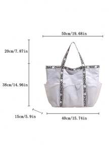 Dedoo Bolso de mano grande impermeable, bolso de compras, bolso de playa para damas - Blanco - Ver 8