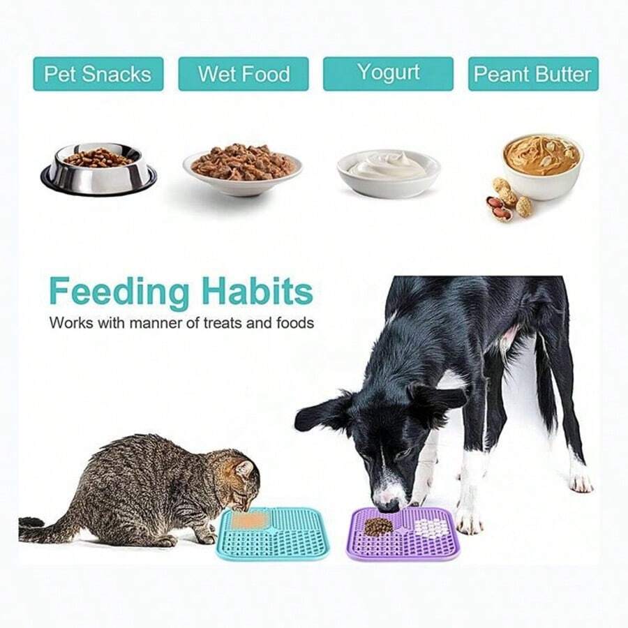 Pet Licking Mat, Slow Feeder Bowl With Suction Cup, Suitable For Cat & Dog Training, Bathing And Grooming, Dog Bowl Mat, Cat Bowl Mat, Home Carpet, Kitchen Accessories - Multicolor - View 1