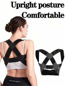 Adjustable Back Corrector, Shoulder Corrector, All-Round Back Support, Relieves Upper And Lower Back, Suitable For Scoliosis, Helps Improve Back Posture And Provides Lumbar Support. Male And Female Universal Back Support Braces, Shoulder Braces, And Adjustable All-Round Back Support Devices, Suitable For Fitness, Home Sports, And Walking Activities - Black - View 2