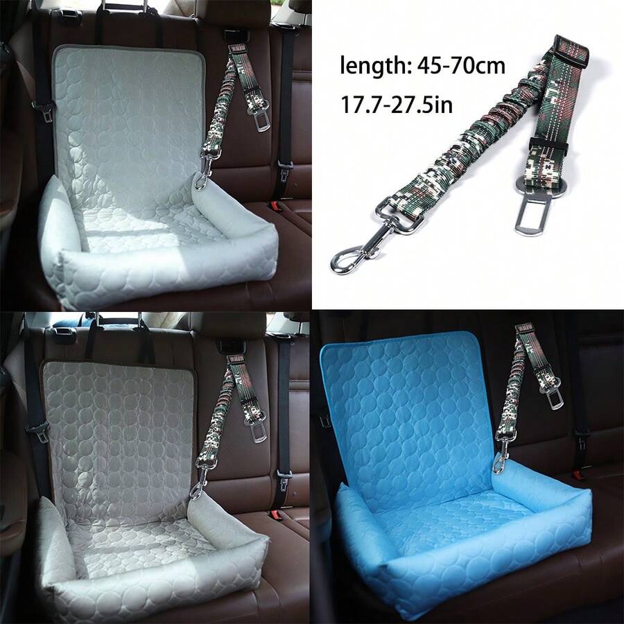 Bộ 2 món đệm ghế ô tô cho thú cưng mùa hè + dây an toàn, giường ngủ ngoài trời cho chó trên xe hơi, thảm làm mát cho thú cưng trên ghế hành khách. - Nhiều màu - Xem 1