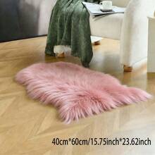1pc Faux Wool Irregular Shaped Carpet, Modern Minimalist Indoor Rug, Woven Knitted Soft Fluffy Small Rug, Easy To Clean And Store, Suitable For Living Room, Bedroom, Chair, Sofa, Bedside, Vanity, Home Decor, Ins Style, All Season - Pink - View 7