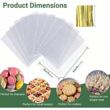 100个4x6英寸透明玻璃纸袋 - 棉花糖包装袋，适用于棉花糖、马卡龙棒棒糖、糖果、苹果派、蛋糕或棒棒糖的包装（独立包装） - 查看 8