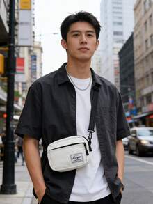 Túi đeo chéo nam bằng vải canvas màu xanh lá cây, túi đeo vai mini nhiều ngăn với dây đeo có thể điều chỉnh, túi nhỏ phong cách đường phố cho các hoạt động hàng ngày và cuộc sống sinh viên. - Nhiều màu - Xem 3