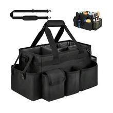 Cleaning Caddy Bag,Extra Large Cleaning Supplies Organizer With Handle For Housekeepers - Black - View 6