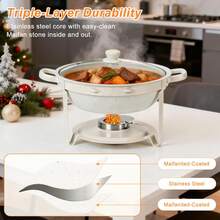 Chafing Dishes For Buffet, White-Plated 4 Pack 5QT Round 316 Stainless Steel Chafing Dish Set For Home Parties, Christmas Gatherings, Catering Events Complete Buffet Warmer Set (White 4) - 白色 - 查看 9