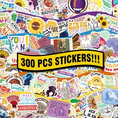 Bộ 300 miếng dán chủ đề thể thao và những câu nói tích cực – Hình dán vinyl ngẫu nhiên với các câu nói truyền cảm hứng, thiết kế bóng đá và hoa lá, chống thấm nước, thích hợp cho máy tính xách tay, sổ kế hoạch, dụng cụ thể thao và bộ quà tặng, trang trí sống động, đầy hứng khởi cho học sinh, người hâm mộ thể thao và bất cứ ai muốn thêm nét cá tính, tích cực vào đồ dùng của mình, bộ sản phẩm số lượng lớn giá trị cao cho vô số dự án sáng tạo.