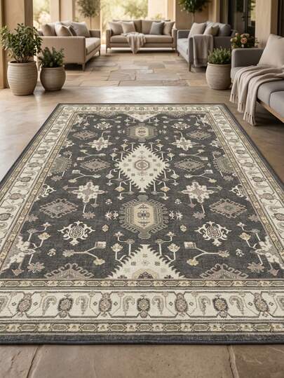 1 件复古波西米亚摩洛哥古典波斯地毯/地垫/区域地毯/门垫，柔软可机洗，适用于入口、阳台、走廊、户外、露台、客厅等，四季皆宜