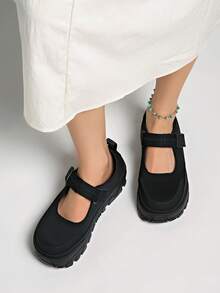 Spring New Women's Hook And Loop Casual Thick Bottom Shoes - Black - View 4