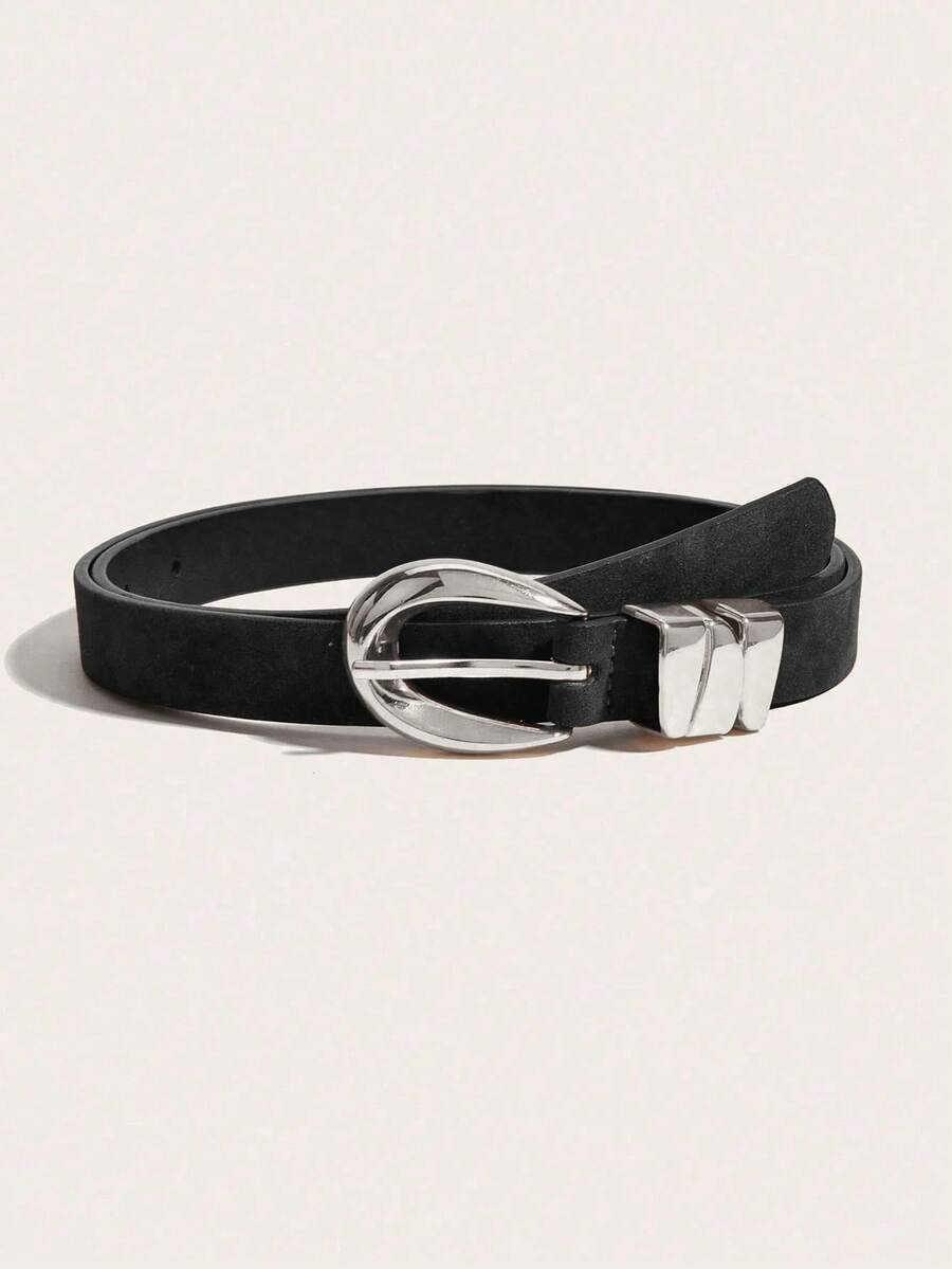 1 pièce Ceinture classique en PU pour femmes, accessoire mode, convient pour les pantalons, les robes, le port quotidien, les fêtes, les rassemblements - Noir - Voir 1