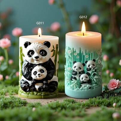 Khuôn silicon hình trụ Panda Relief - Khuôn nến, thích hợp để làm nến, thư giãn bằng liệu pháp hương thơm, làm đồ thủ công bằng nhựa, thạch cao, đồ chơi tái sử dụng, trang trí nhà cửa, thiết kế thú vị, chất liệu dẻo, dành cho người đam mê DIY, người yêu thích thủ công mỹ nghệ.
