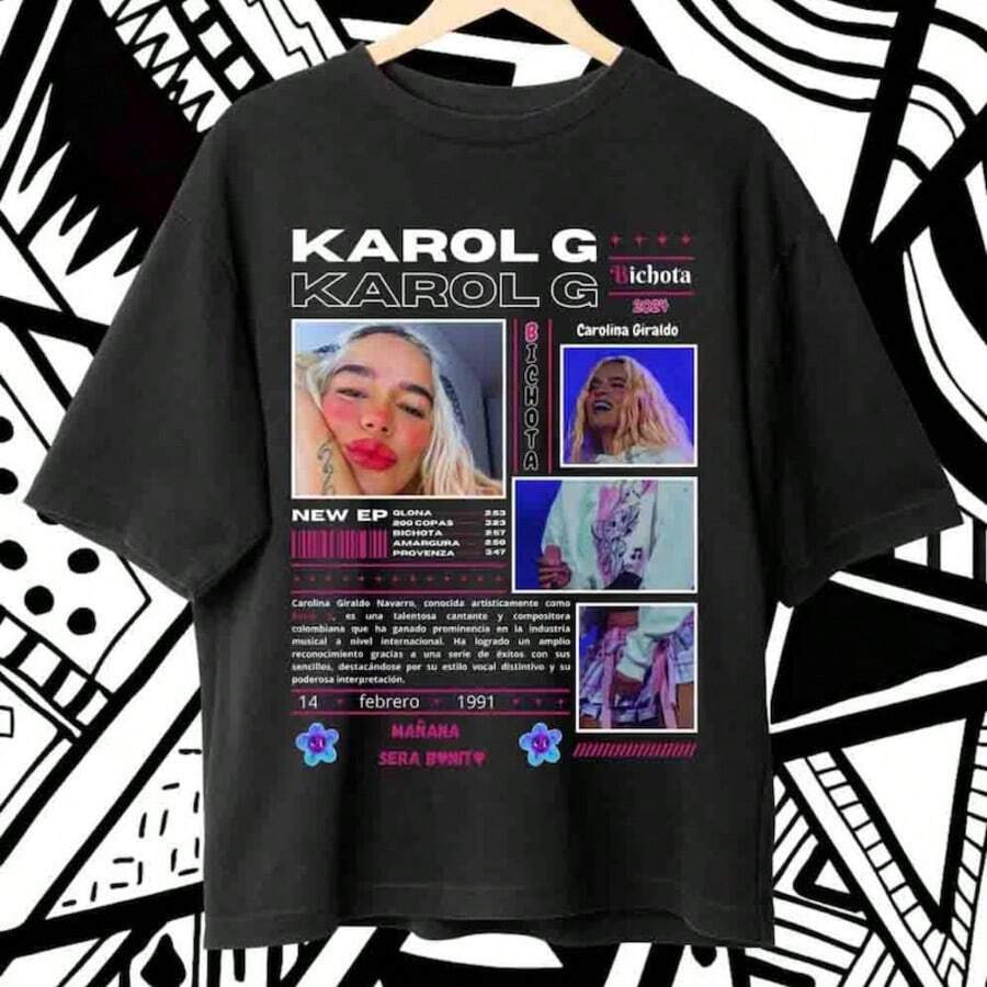 Karol G T-Shirt Design, Karol G Tour Tee, Bichota Shirt, Mañana Will Be Nice Merch, Karol G Fan Shir - 黑色 - 查看 1