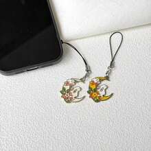 1/2个可爱月兔造型手机挂件，简约优雅精致吊坠，适用于智能手机、U盘等。 - 彩色 - 查看 12