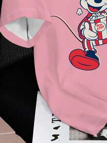 Áo thun nam Disney Mickey & Minnie Mouse kiểu dáng thường ngày, thích hợp mặc ở nhà. - Hồng - Xem 4