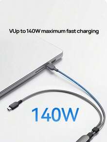 anker A8895 Dual Type-C 2-In-1 Fast Charging Cable, PD3.1 Charging Compatible With MacBook, Smart Current Distribution, Braided Tangle-Resistant, Fast Charging Compatible With MacBook & Smartphones, - Black - View 3