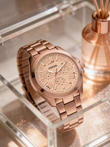 1 chiếc đồng hồ Fossil nữ, máy quartz, mặt số kim, vỏ thép không gỉ, mặt kính khoáng chống trầy xước, thích hợp đeo hàng ngày và làm quà tặng, Model: AM4511 - Hồng - Xem 5