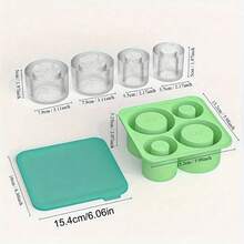 1 khay silicon có nắp, phù hợp với cốc 20oz, 30oz, 40oz, có thể tái sử dụng, khuôn làm đá hình trụ 4 ngăn, phụ kiện cốc, tương thích với dòng sản phẩm Back To School. - Nhiều màu - Xem 4
