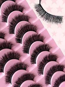 10 Cặp lông mi giả mềm mại, nhẹ nhàng và tự nhiên, thân mỏng trong suốt, thoáng khí và dày dặn, mềm mại và cong, dễ dàng sử dụng cho người mới bắt đầu, tạo hiệu ứng 3D, phù hợp cho trang điểm tự nhiên, ấn tượng và hàng ngày. - màu đen - Xem 1