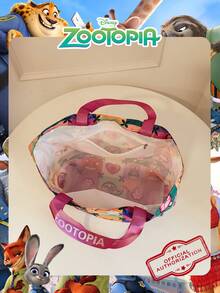 1pc Disney Officially Licensed "Zootopia" Pattern Tote Bag, Large Capacity Foldable Drawstring Shoulder Bag, Lightweight Handbag, Official Authorized, Multiple Styles Available, Perfect For Women/Girls/Ladies Daily Shopping & Outings - Multicolor - View 5