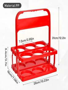 Bandeja portátil para bebidas, soporte plegable para cerveza, fabricado en material PP, perfecto para comida para llevar, acampadas, picnics y otras ocasiones. - Rojo - Ver 2