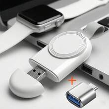 USB-C & USB-A Interface Magnetic Wireless Watch Charger, Portable Wireless Fast Charging Charging Dock, Supports Fast Wireless Charging, For Watch Ultra 2/Ultra/SE 2/SE Series 10/9/8/7/6/5/4/3/2/1 - White - View 13