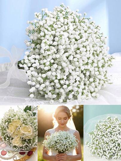 30pcs Artificial Baby's Breath Flowers, Bulk Fake Baby's Breath Flowers, Real Touch Baby's Breath Long Stems, Artificial White Gypsophila For Bouquets, Vases, Wedding Decor, Parties, Home Decor, Centerpieces, Indoor & Outdoor Garden Decoration - White